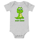 Black Baby Short Sleeve One-Piece with "Baby Dino!" Design