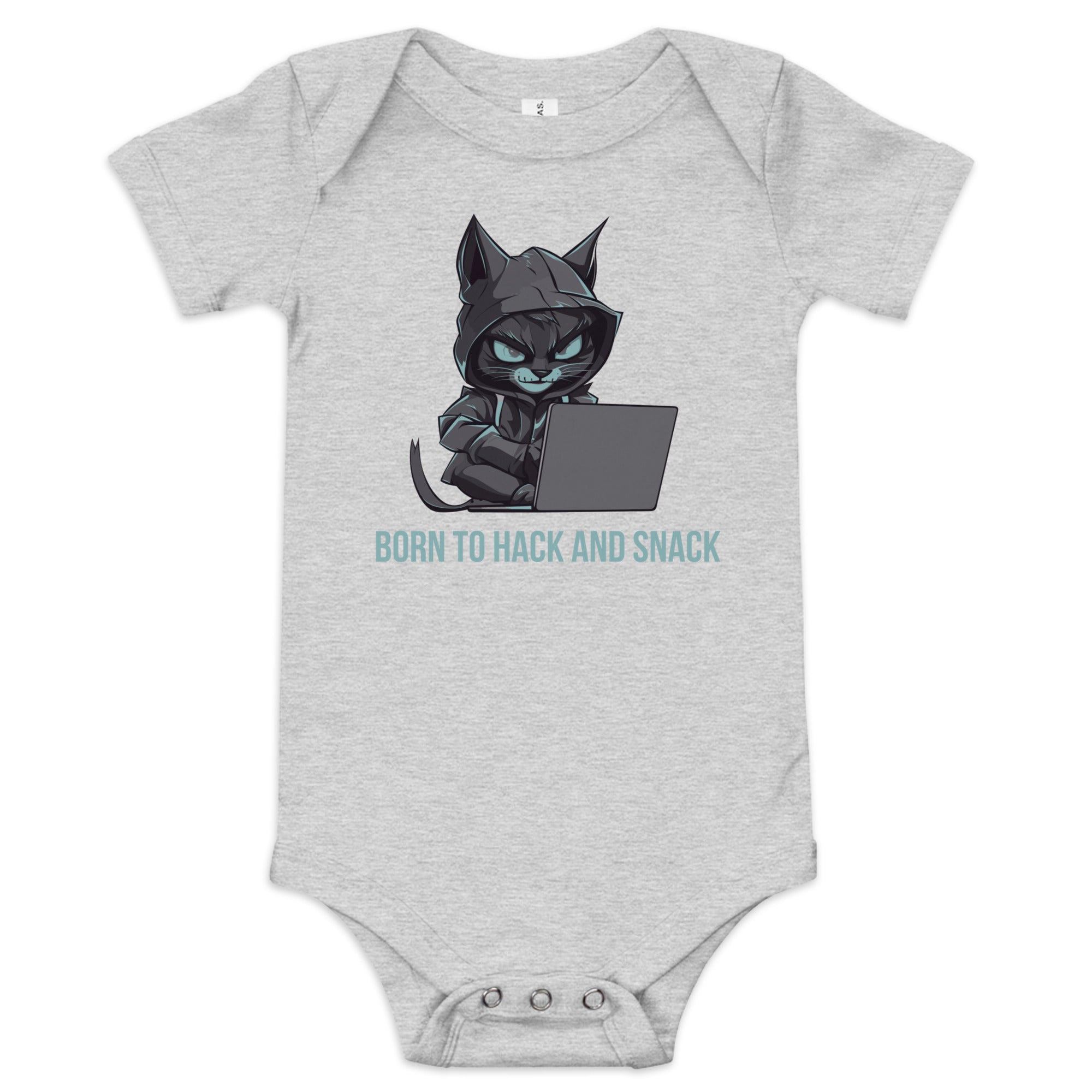 100% Cotton Black Baby T-Shirt with "Hacker in Diapers" Design