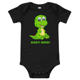 Black Baby Short Sleeve One-Piece with "Baby Dino!" Design