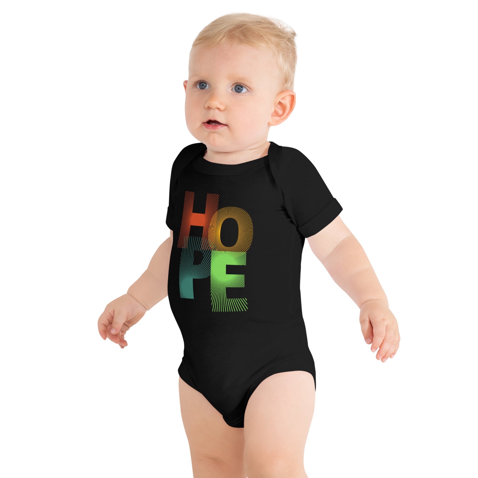 Black Baby Short Sleeve One-Piece with "Hope" Design