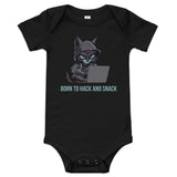 100% Cotton Black Baby T-Shirt with "Hacker in Diapers" Design