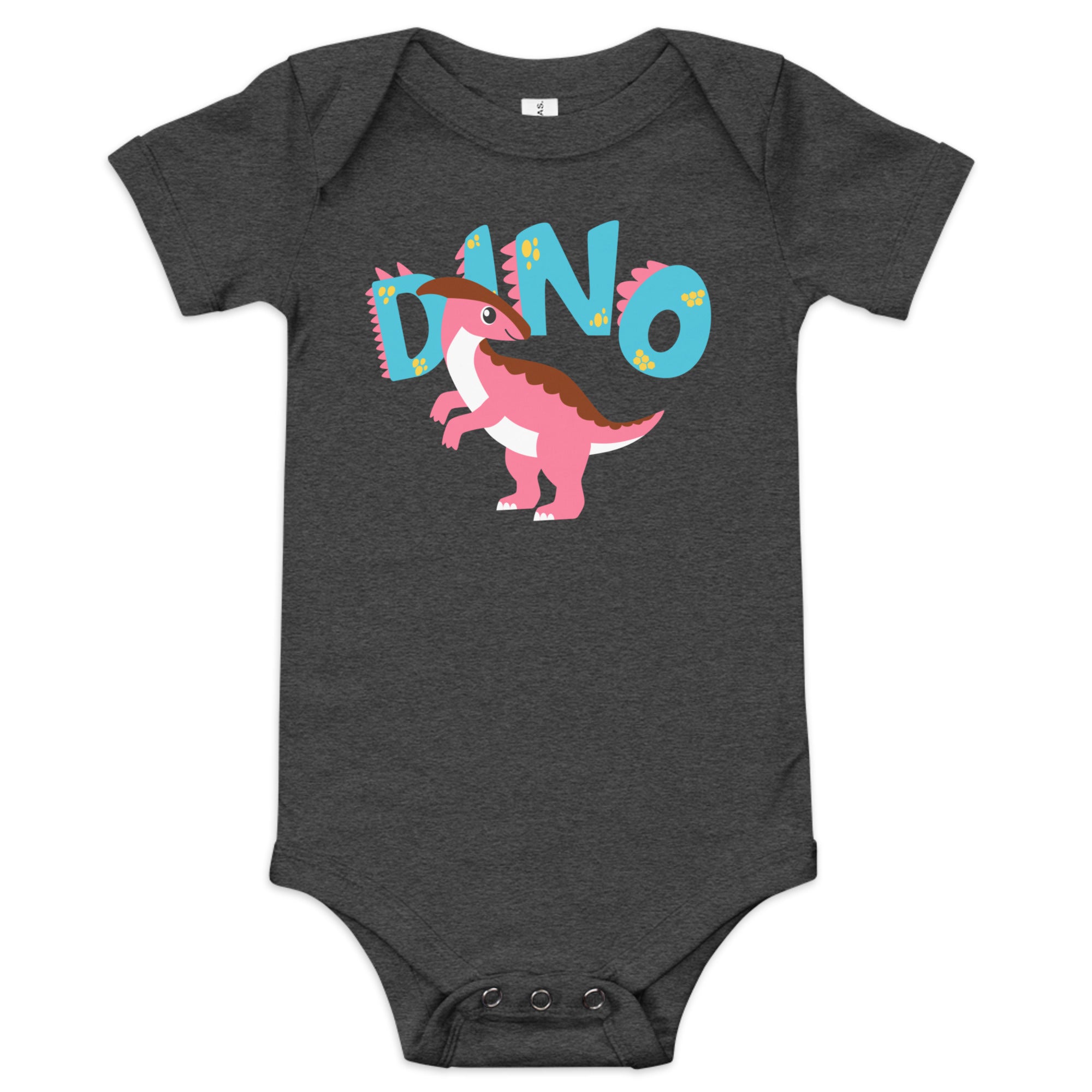 100% Cotton Black Baby Short Sleeve One-Piece with "Dino" Design