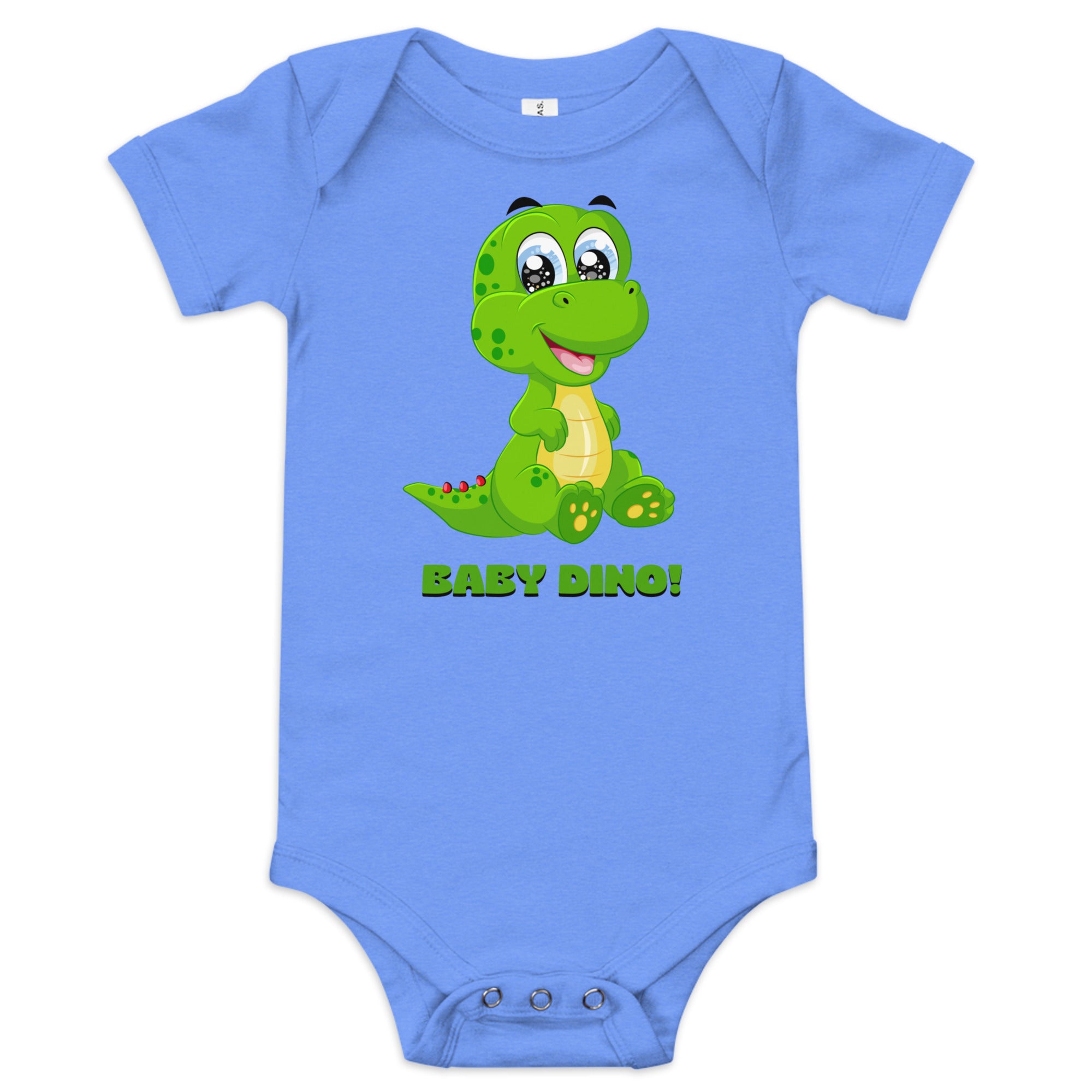 Black Baby Short Sleeve One-Piece with "Baby Dino!" Design