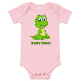 Black Baby Short Sleeve One-Piece with "Baby Dino!" Design