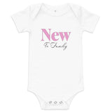 Baby Bodysuit with "New to Family" Design