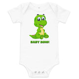 Black Baby Short Sleeve One-Piece with "Baby Dino!" Design