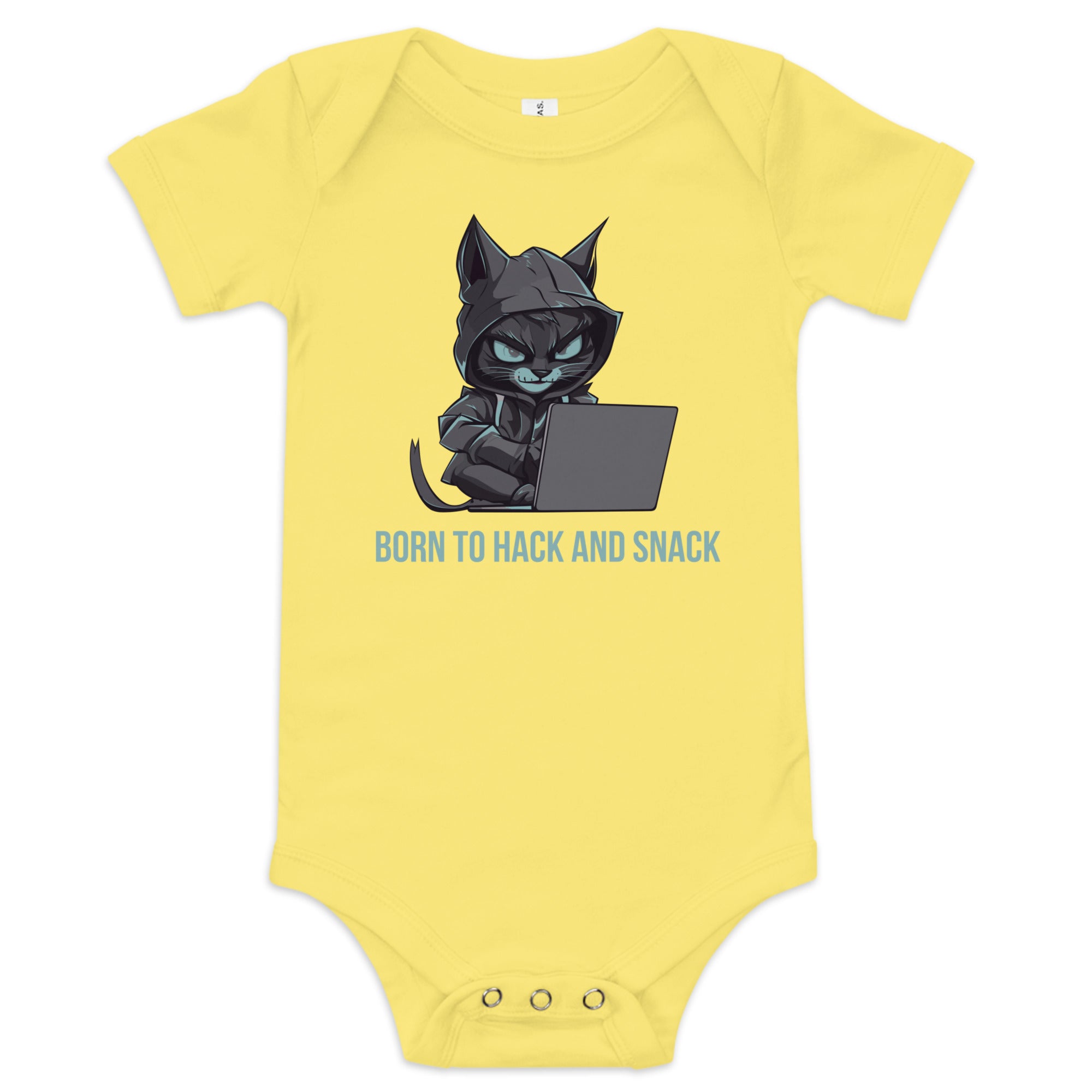 100% Cotton Black Baby T-Shirt with "Hacker in Diapers" Design