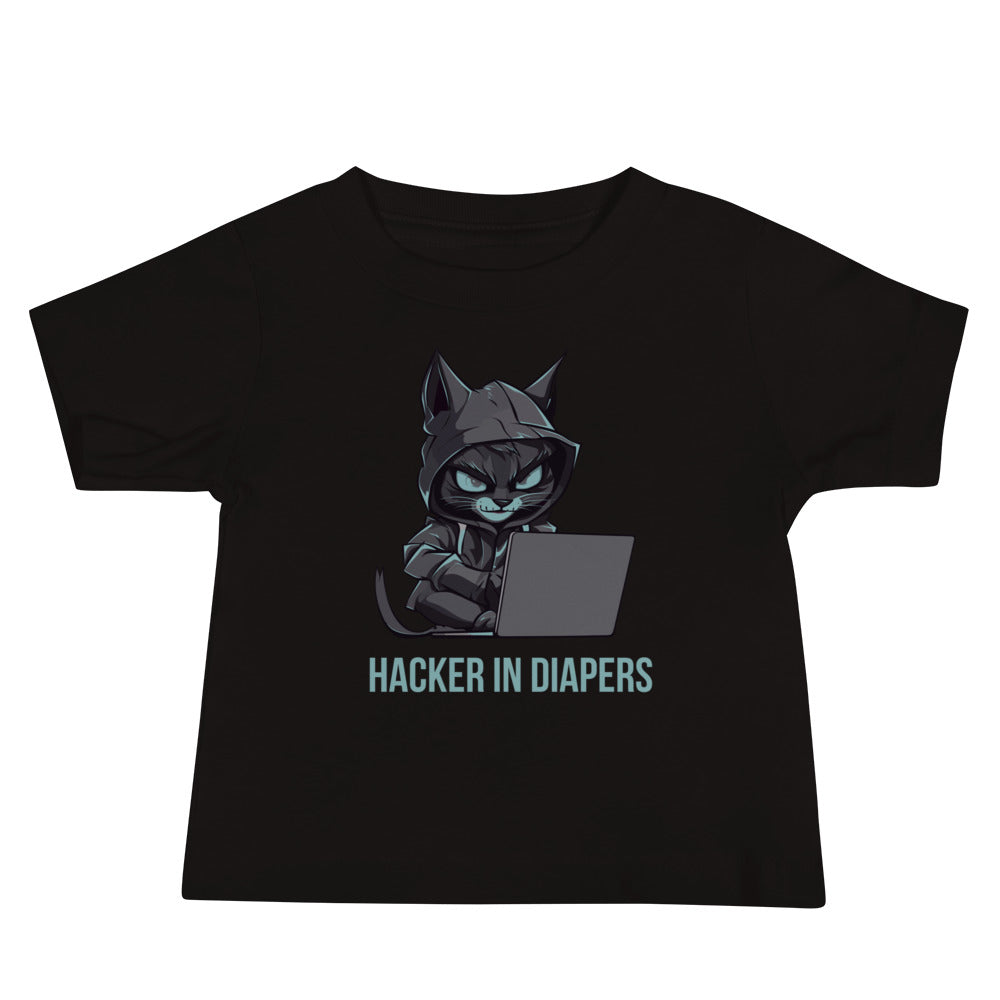 100% Cotton Baby T-Shirt with "Hacker in Diapers" Design