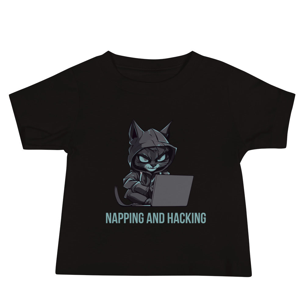 100% Cotton Baby T-Shirt with "Napping and Hacking" Design