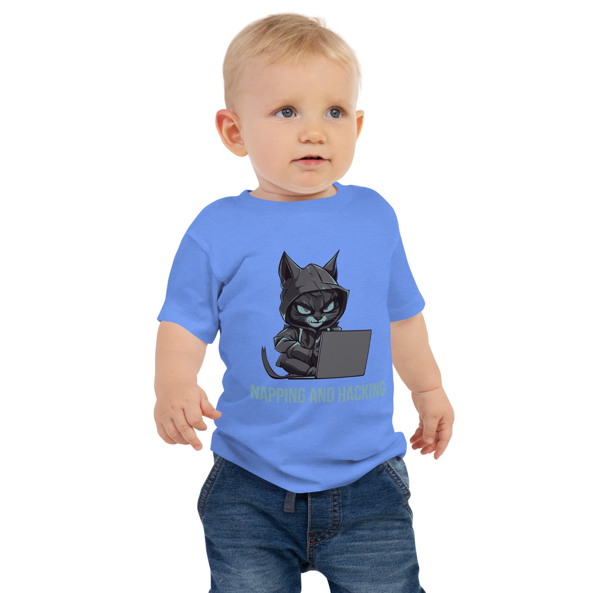 100% Cotton Baby T-Shirt with "Napping and Hacking" Design