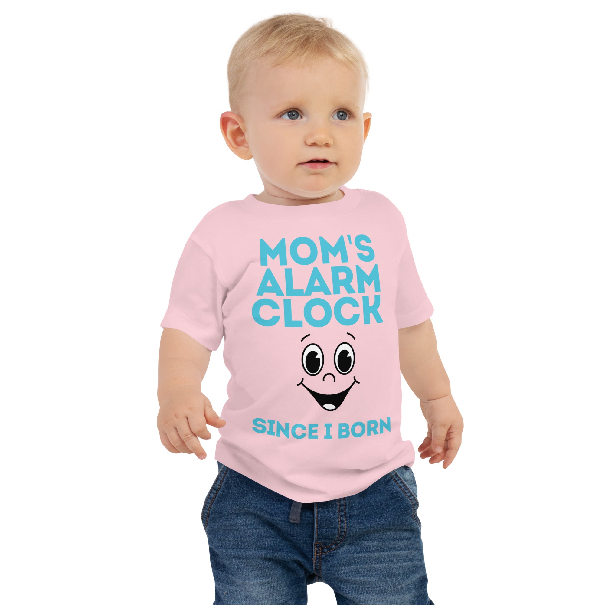 100% Cotton Baby T-Shirt with "Mom's Alarm Clock" Design