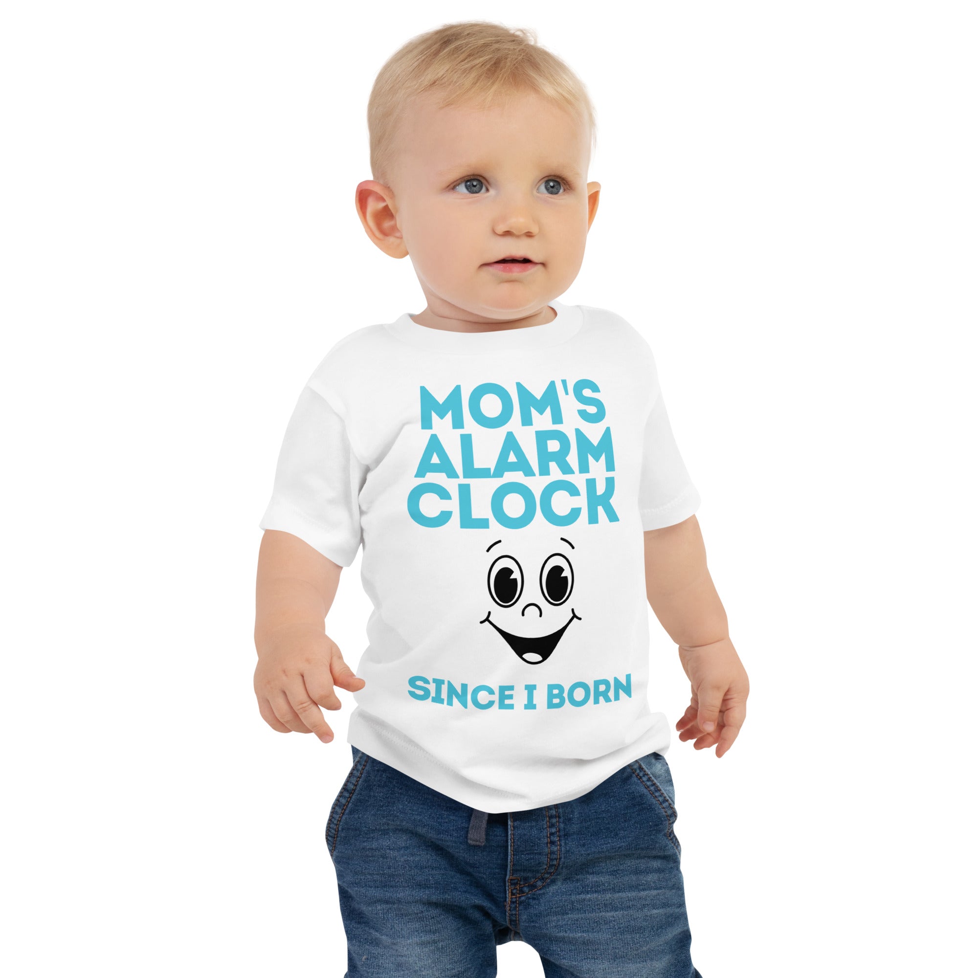 100% Cotton Baby T-Shirt with "Mom's Alarm Clock" Design