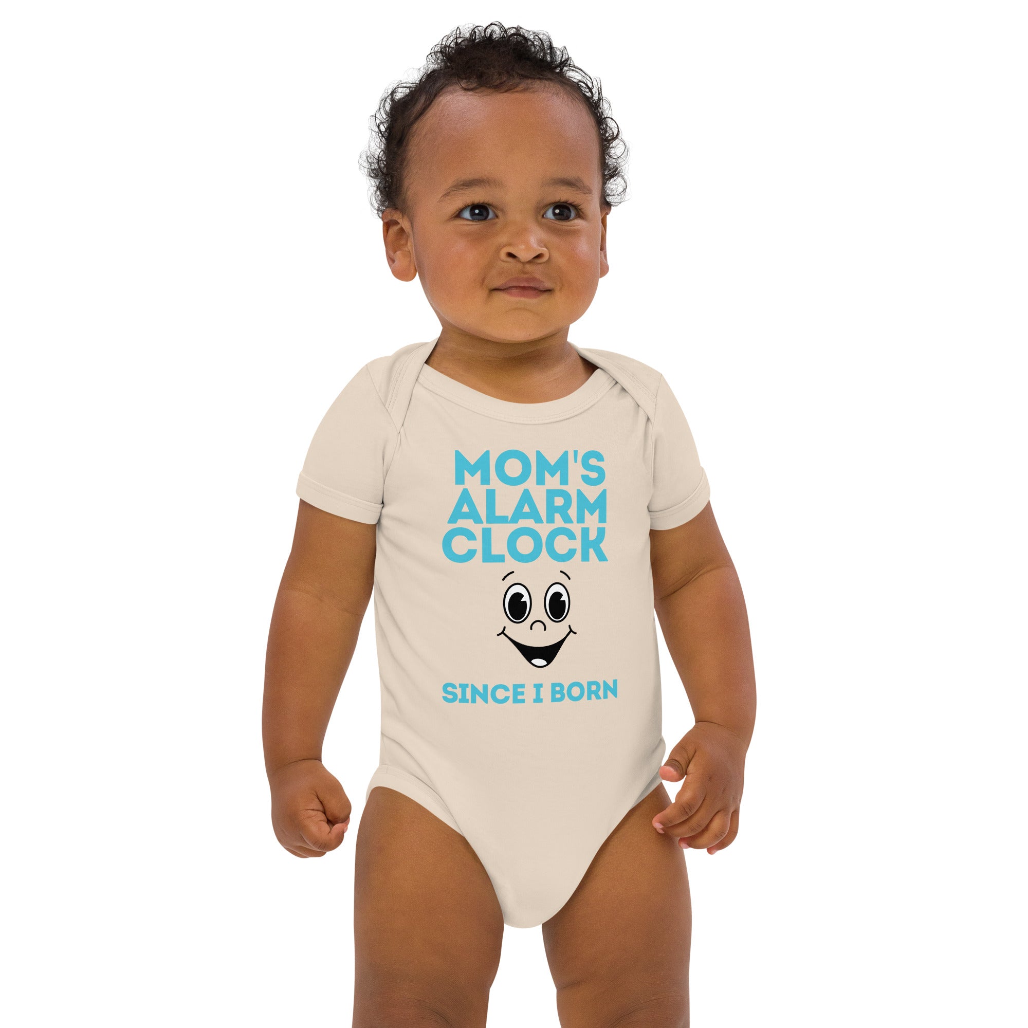 Organic Cotton Baby Bodysuit with "Mom's Alarm Clock" Design