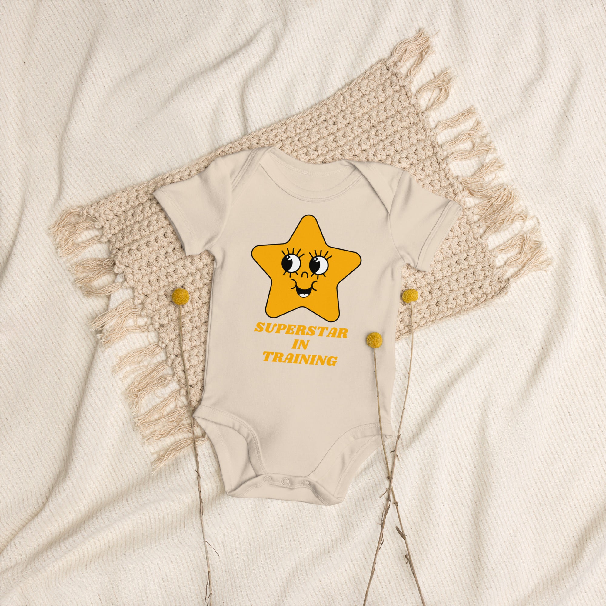 Organic Cotton Baby Bodysuit with "Superstar in Training" Design