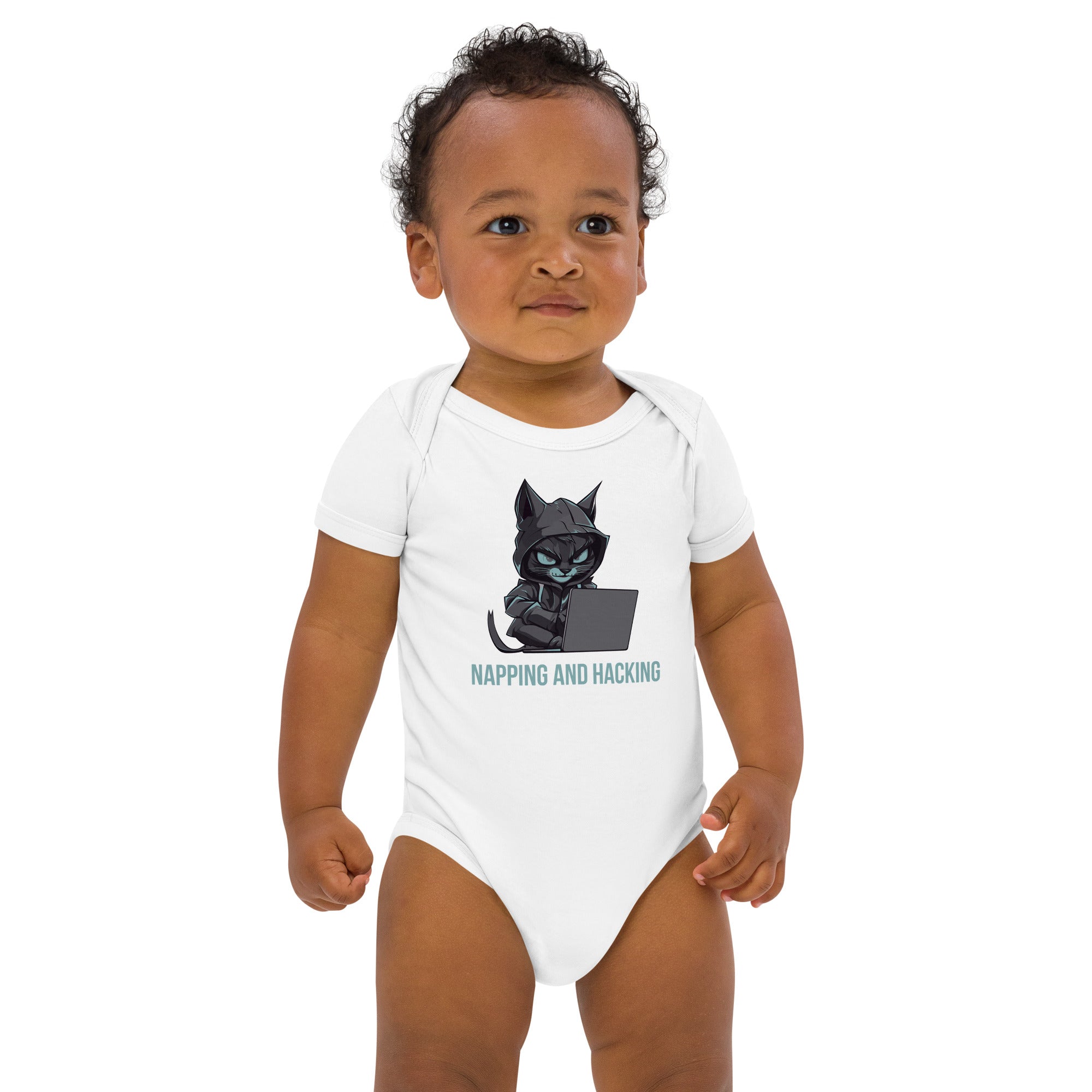 Organic Cotton Baby Bodysuit with "Napping and Hacking" Design